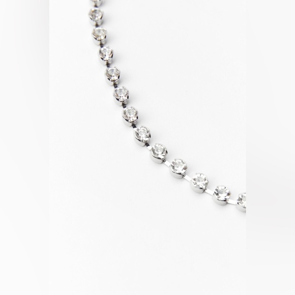 NWT. Zara Metal Link Necklace with Rhinestone Appliqué. - Picture 5 of 9
